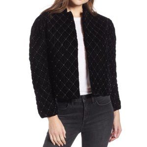 Something Navy Quilted Velvet Jacket